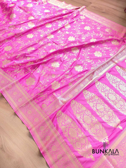 Pink Jaal Banarasi Silk Saree