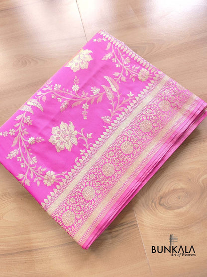 Pink Jaal Banarasi Silk Saree