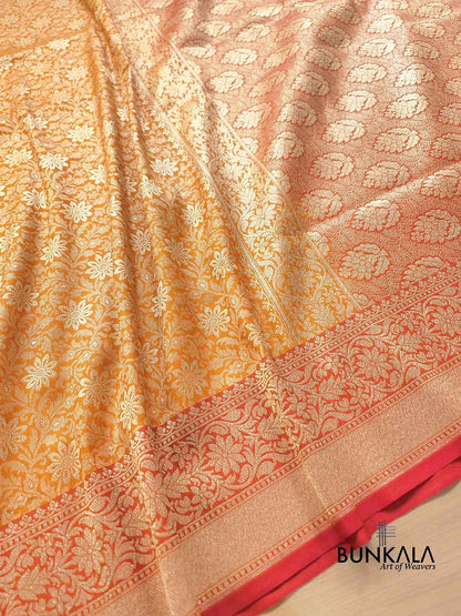 Orange Brocade Banarasi Silk Saree