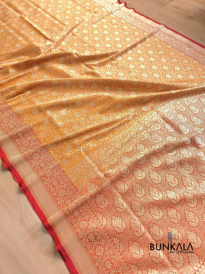 Orange Brocade Banarasi Silk Saree