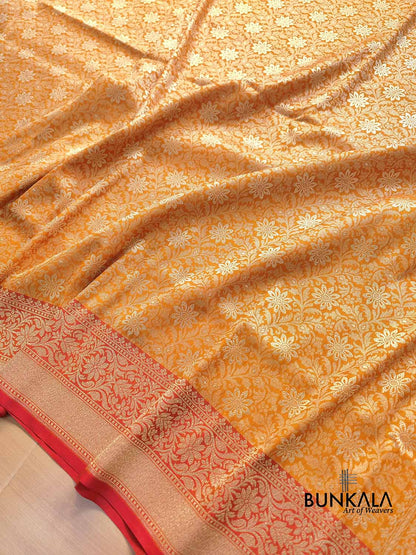 Orange Brocade Banarasi Silk Saree