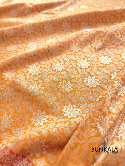 Orange Brocade Banarasi Silk Saree