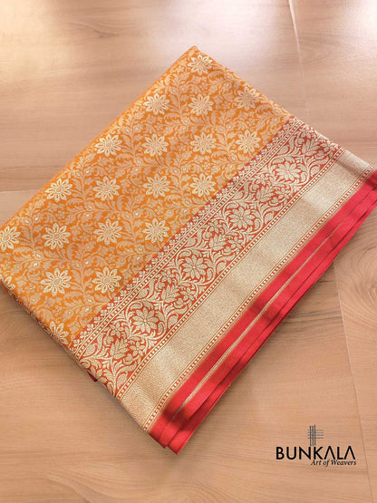 Orange Brocade Banarasi Silk Saree