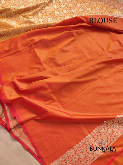 Orange Brocade Banarasi Silk Saree