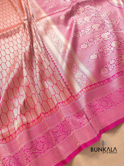 Pink Brocade Banarasi Silk Saree