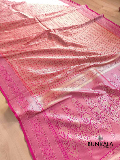 Pink Brocade Banarasi Silk Saree