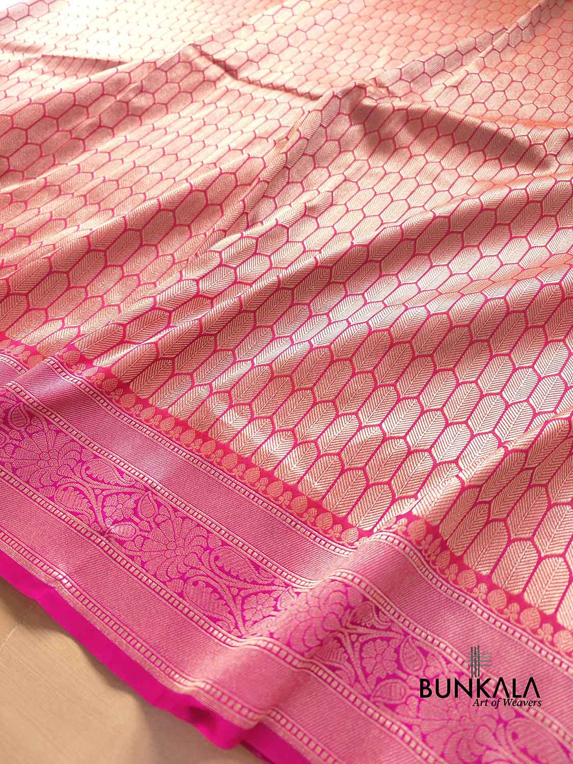 Pink Brocade Banarasi Silk Saree