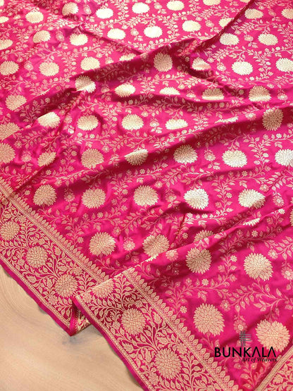Hot Pink Jaal Banarasi Silk Saree