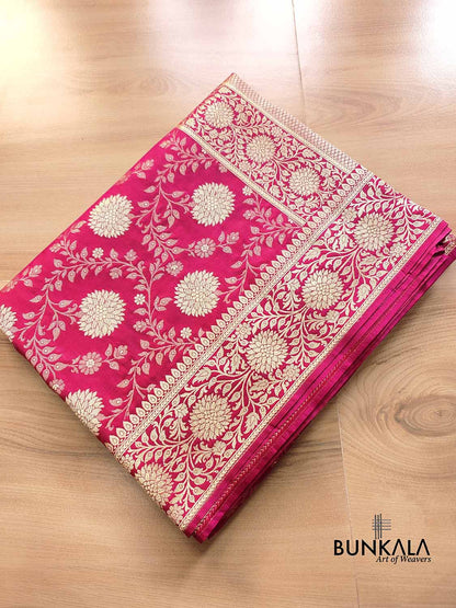 Hot Pink Jaal Banarasi Silk Saree