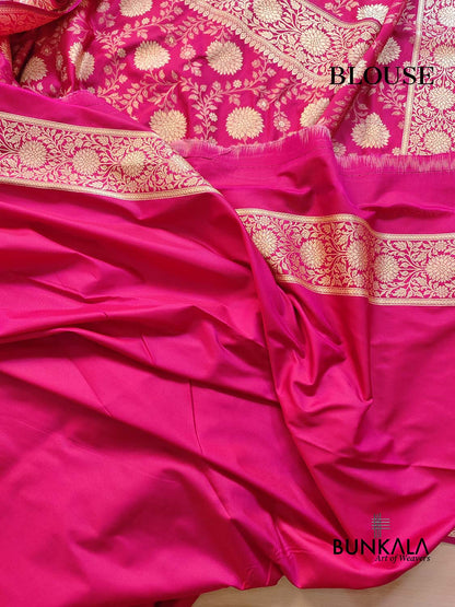 Hot Pink Jaal Banarasi Silk Saree