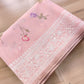 Baby Pink Multicolor Thread Work Rose Design Embroidered Organza Saree