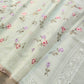 Light Pastel Green Multicolor Thread Work Rose Design Embroidered Organza Saree