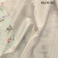 Light Pastel Green Multicolor Thread Work Rose Design Embroidered Organza Saree