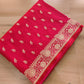 Bridal Red Floral Buti Weaved Banarasi Mashru Silk Floral Border Saree