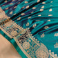 Green Dual Tone Floral Buti Weaved Banarasi Mashru Silk Floral Border Saree