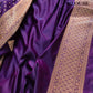 Dark Purple Flower Round Buti Weaved Banarasi Mashru Silk Floral Border Saree