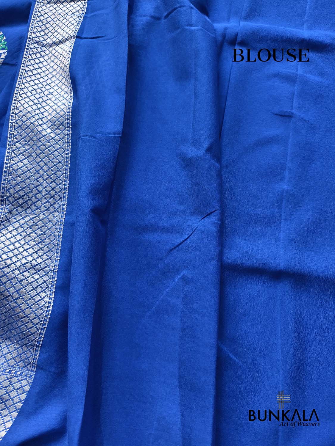 Royal Blue Silver Zari Meenakari Kadwa Handweaved Buta Banarasi Pure Georgette Saree 
