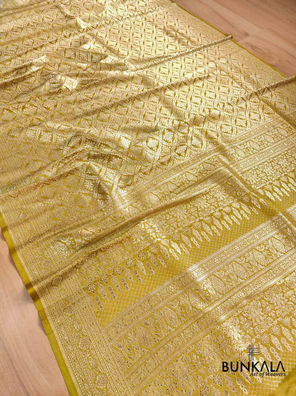 Olive Green Brocade Mashru Silk Banarasi Saree