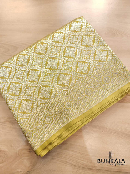 Olive Green Brocade Mashru Silk Banarasi Saree