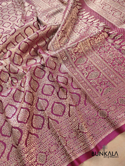 Deep Purple Brocade Mashru Silk Banarasi Saree