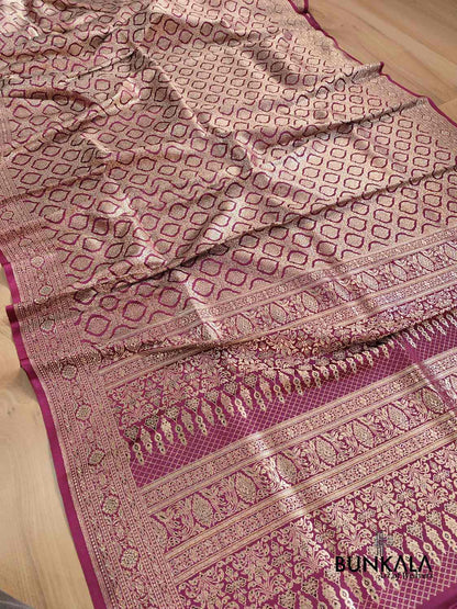 Deep Purple Brocade Mashru Silk Banarasi Saree