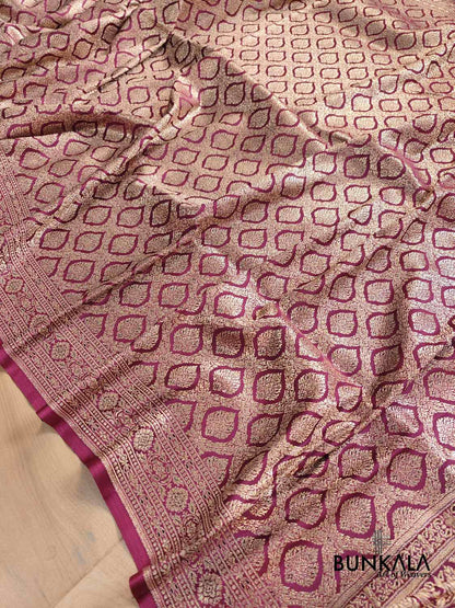 Deep Purple Brocade Mashru Silk Banarasi Saree