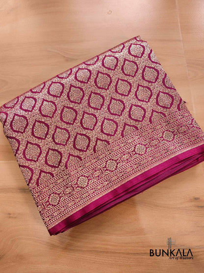 Deep Purple Brocade Mashru Silk Banarasi Saree