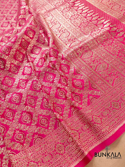 Shade of Grace Dark Pink Brocade Mashru Silk Banarasi Saree