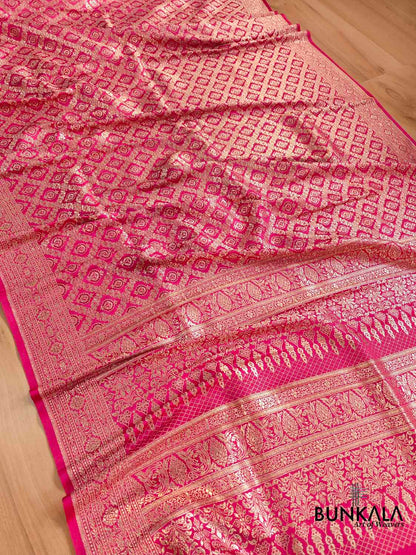 Shade of Grace Dark Pink Brocade Mashru Silk Banarasi Saree