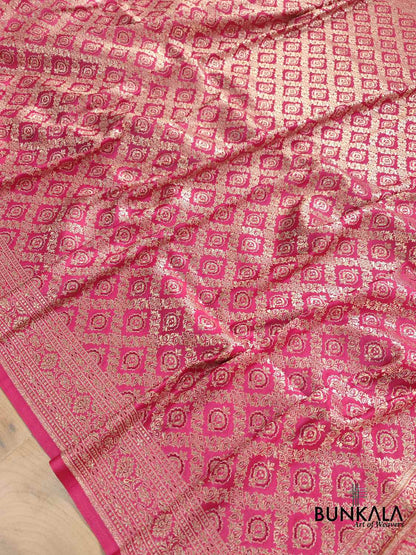 Shade of Grace Dark Pink Brocade Mashru Silk Banarasi Saree