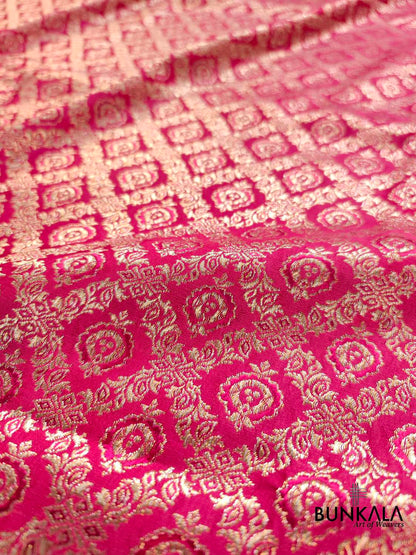 Shade of Grace Dark Pink Brocade Mashru Silk Banarasi Saree