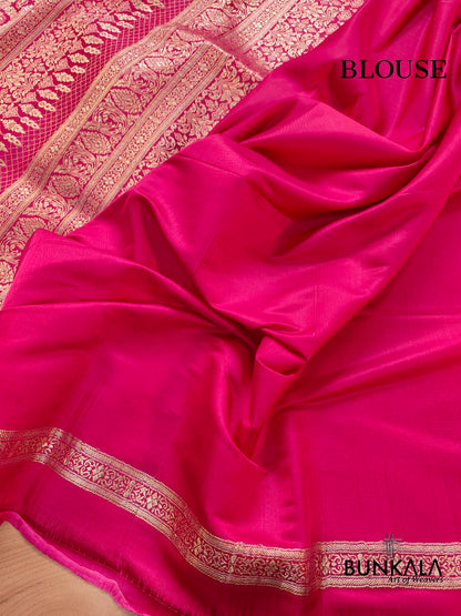 Shade of Grace Dark Pink Brocade Mashru Silk Banarasi Saree