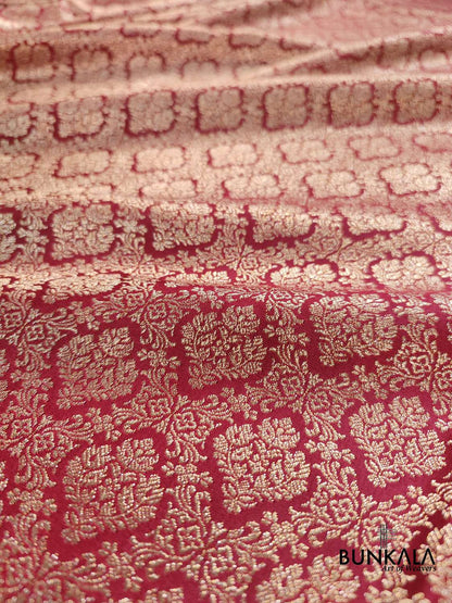 Bridal Beauty Dark Maroon Brocade Mashru Silk Banarasi Saree