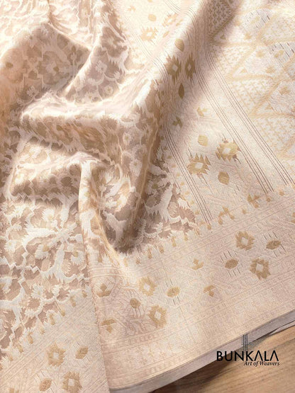 Golden Tissue Silk Patola Design Resham Handweaved Banarasi Saree