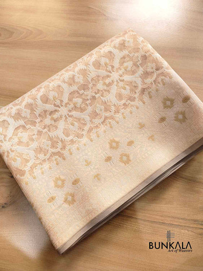 Golden Tissue Silk Patola Design Resham Handweaved Banarasi Saree