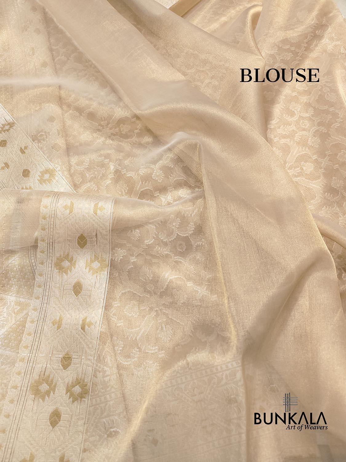 Golden Tissue Silk Patola Design Resham Handweaved Banarasi Saree