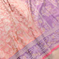 Peach Pink Sona Rupa Jaal Handloom Banarasi Pure Tissue Silk Saree