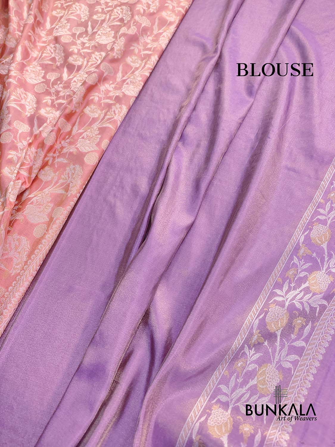 Peach Pink Sona Rupa Jaal Handloom Banarasi Pure Tissue Silk Saree