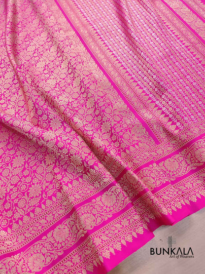 Pink Tanchui Heritage Kadwa Handweaved Banarasi Pure Katan Silk Saree