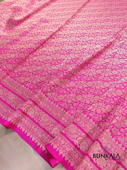 Pink Tanchui Heritage Kadwa Handweaved Banarasi Pure Katan Silk Saree