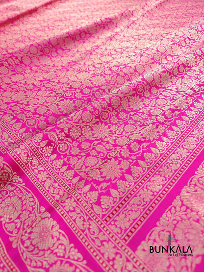 Pink Tanchui Heritage Kadwa Handweaved Banarasi Pure Katan Silk Saree