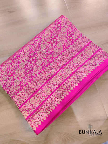 Pink Tanchui Heritage Kadwa Handweaved Banarasi Pure Katan Silk Saree