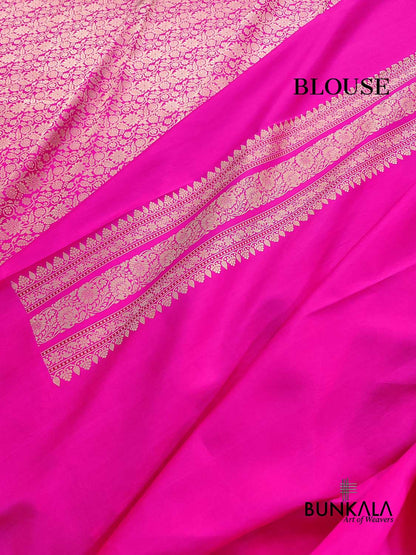 Pink Tanchui Heritage Kadwa Handweaved Banarasi Pure Katan Silk Saree