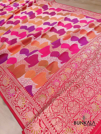 Multicolor Rangkaat Kadwa Handweaved Banarasi Pure Katan Silk Saree