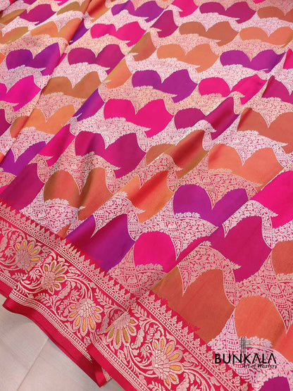 Multicolor Rangkaat Kadwa Handweaved Banarasi Pure Katan Silk Saree