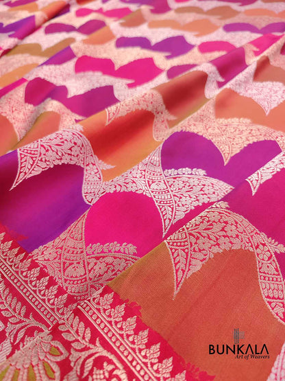 Multicolor Rangkaat Kadwa Handweaved Banarasi Pure Katan Silk Saree