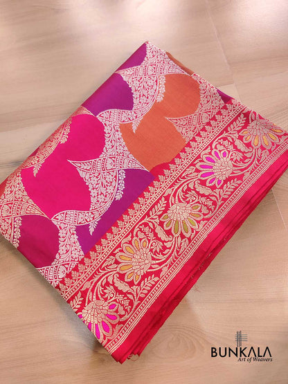 Multicolor Rangkaat Kadwa Handweaved Banarasi Pure Katan Silk Saree