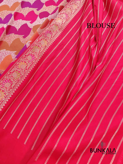 Multicolor Rangkaat Kadwa Handweaved Banarasi Pure Katan Silk Saree