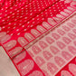 Red Jharoka Border Handloom Banarasi Pure Mashru Silk Saree