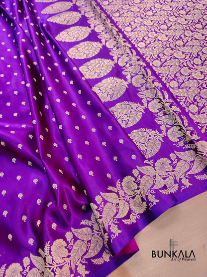 Purple Buti Handloom Banarasi Pure Mashru Silk Saree